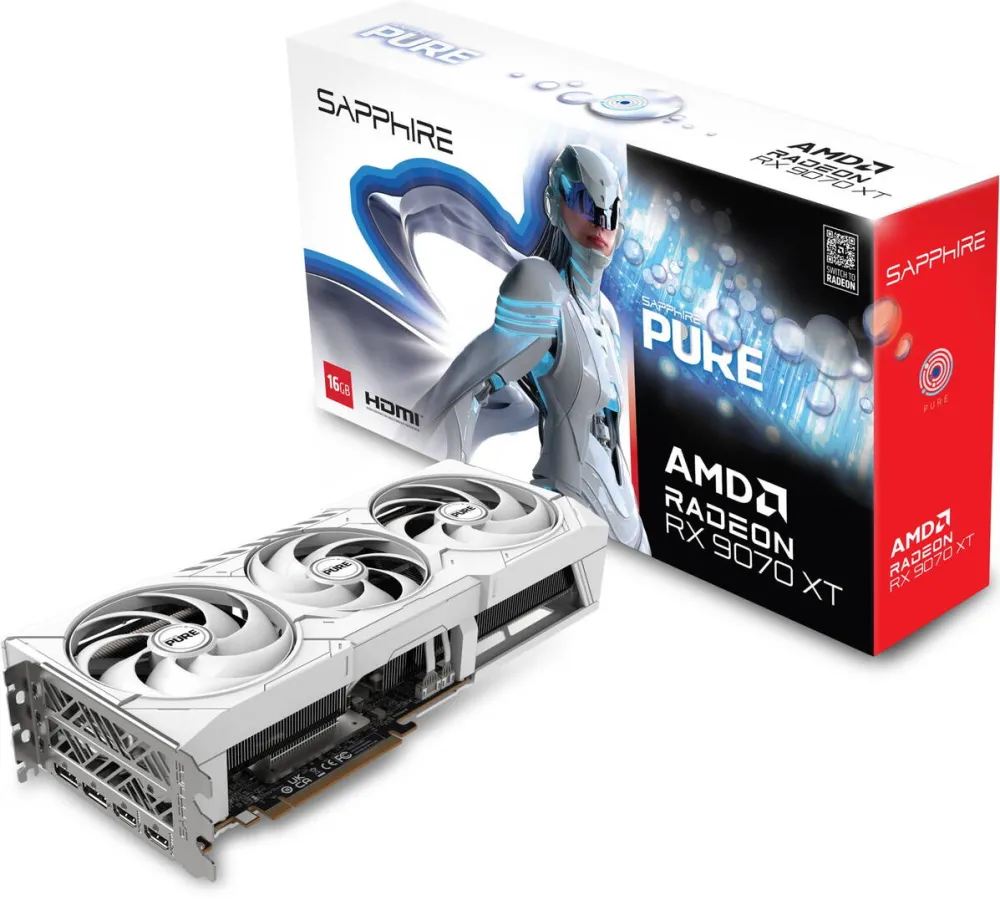 Placa Video SAPPHIRE PURE Radeon RX 9070 XT AMD 16 GB GDDR6