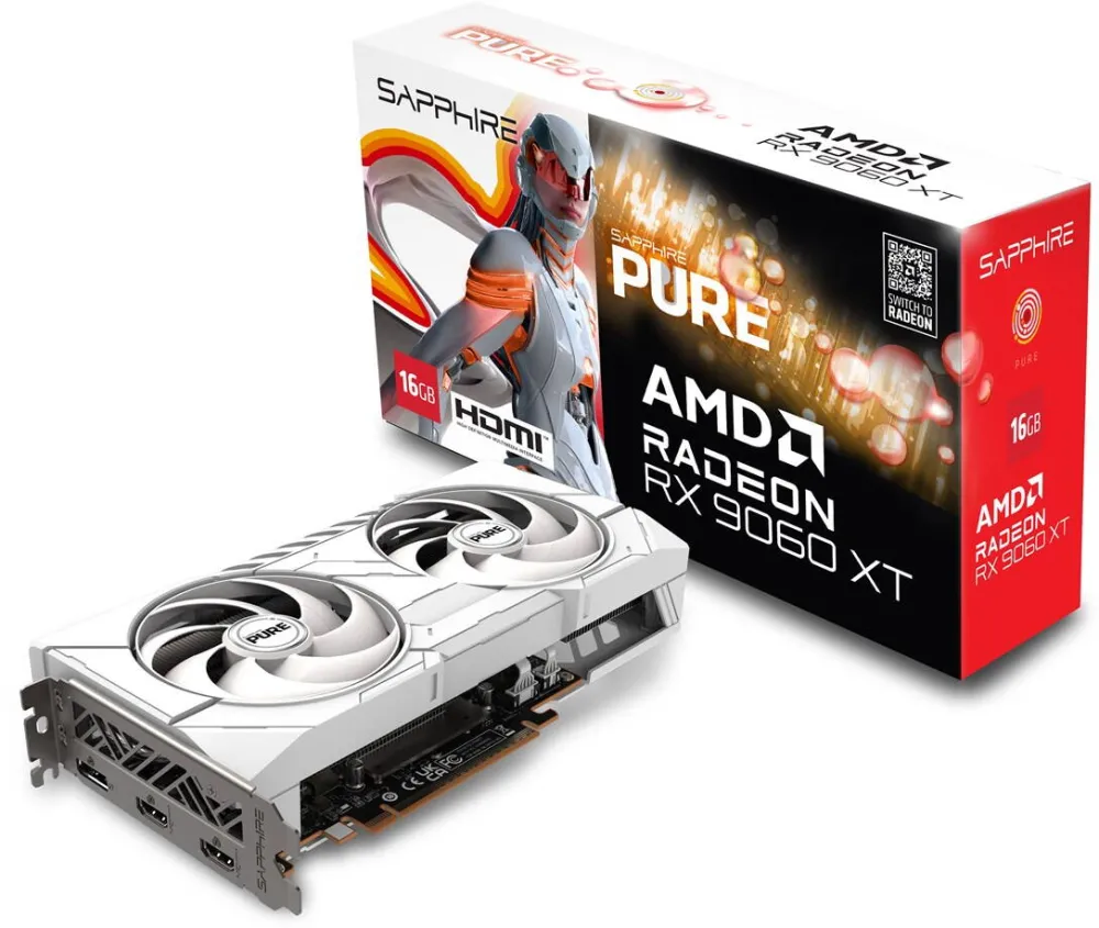 Placa Video SAPPHIRE SAPP PURE AMD RADEON RX9060 XT 16GB