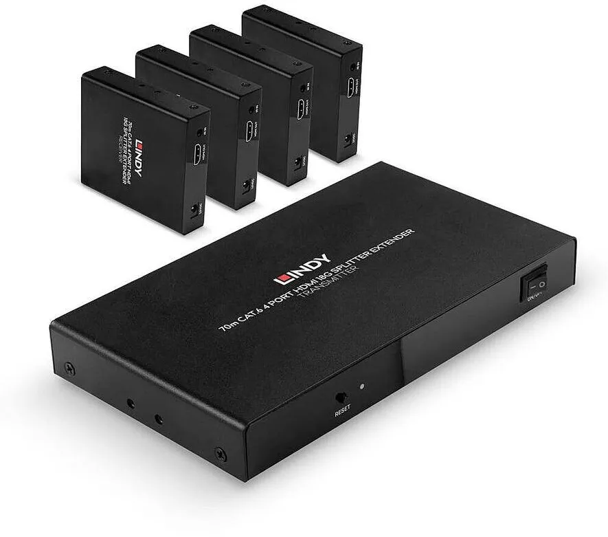 Adaptor Lindy 70m 4 Port Cat.6 HDMI 4K60 Splitter Extender