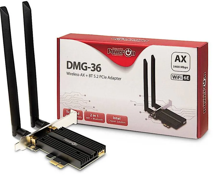 Adaptor Inter-Tech Wi-Fi6E+ BT5.2 PCIe  DMG-36 5400 Mbps