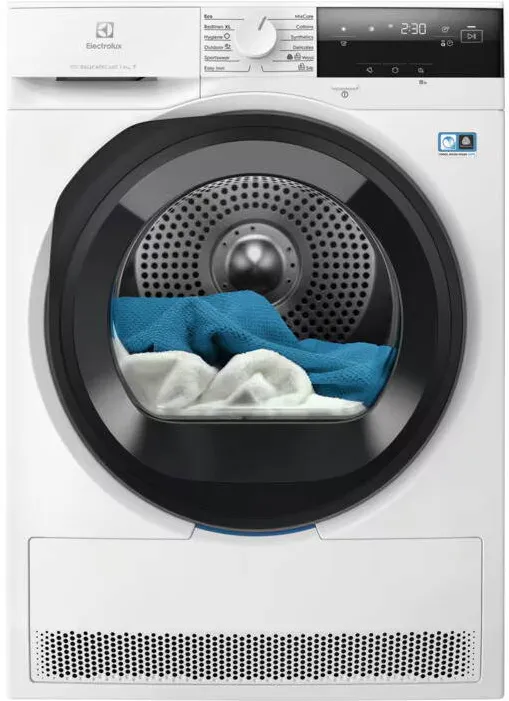 ELECTROLUX Uscator de rufe EW7D395UCE, Pompa de cladura, 9 kg, Clasa C, Inverter, DelicateCare, MixCare, SensiCare, Iluminare interioara, Alb