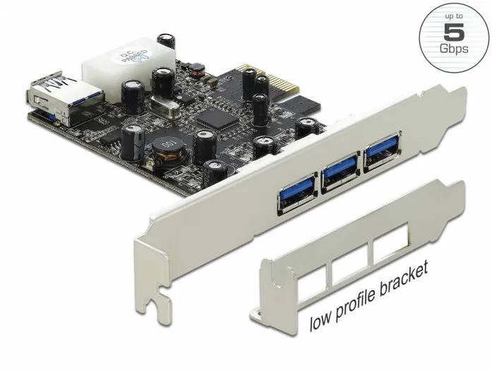 Adaptor DELOCK Placa PCI Express > 3 x extern + 1 x intern USB 3.0 Tip-A mama