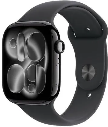 Smartwatch Apple Watch Series 11 GPS+Cellular 46mm Jet Black Aluminium Case with Black Sport Band - S/M