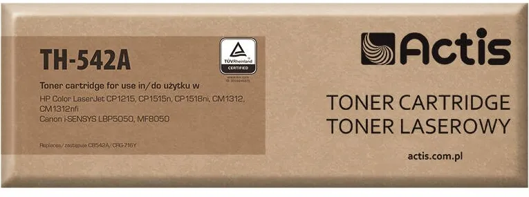 Toner imprimanta ACTIS COMPATIBIL TH-542A for HP printer; HP 125A CB542A, Canon CRG-716Y replacement; Standard; 1500 pages; yellow