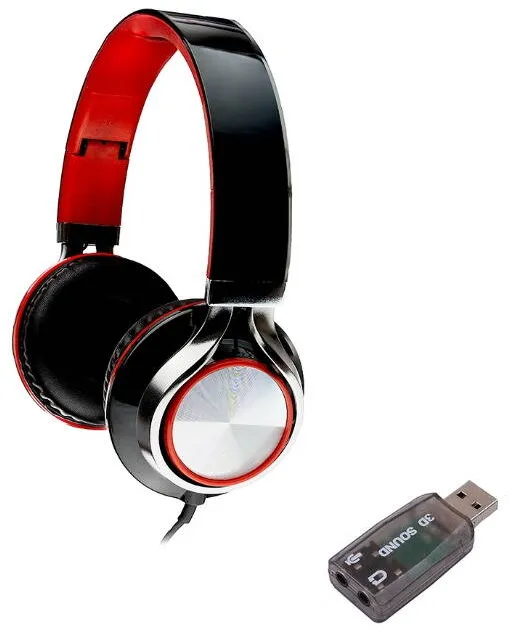 Casti Over-Head Spacer SPHS-SILVER-USB Black-Red