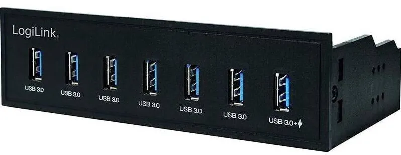 Hub USB Logilink USB HUB 3.0, 7-Port, 5,25" intern + Schnelladeport