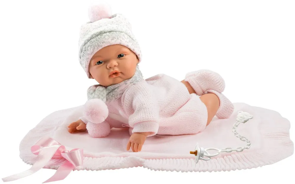 Llorens Doll Joelle crying 38 cm with a pink blanket