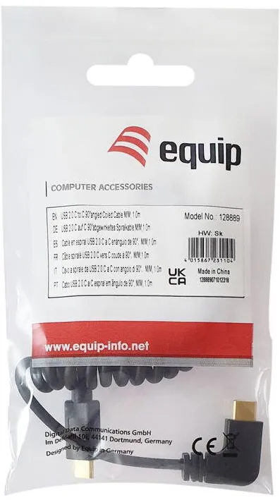 EQUIP Equip USB Kabel 2.0 C -> C wink. St/St  1.00m 3A 480Mbps  sw