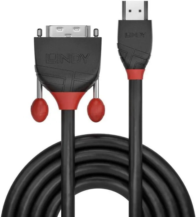 Lindy HDMI an DVI-D Single Link Kabel Black Line 1m