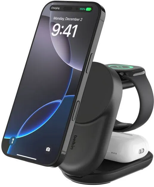 BELKIN Belkin UltraCharge 25W Qi2 magn. 3-in-1 Lad.klappb.sw. WIZ037kqBK