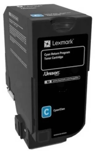 Toner imprimanta Lexmark Cyan Return Programme Cartridge, cod 74C20C0, compatibil cu CS720, CS725, CX725, capacitate 3 k pag