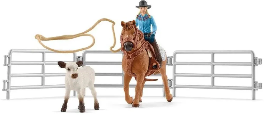 Figurina Schleich Cowgirla and Lasso Catching Farm World