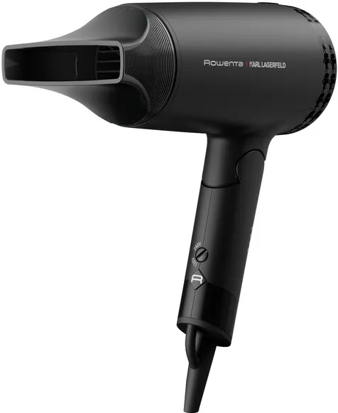 ROWENTA Uscator de par Rowenta x Karl Lagerfeld Express Style CV184LF0, 1600 W, 2 trepte de temperatura/viteza, invelis Keratin & Glow, tehnologia Effiwatts, jet de aer rece, pliabil, concentrator, negru