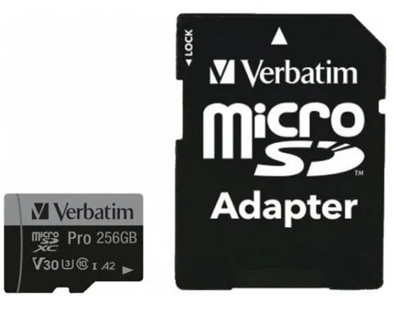 Card de Memorie VERBATIM MicroSD 256GB SDHC Pro Class 10 + Adapter