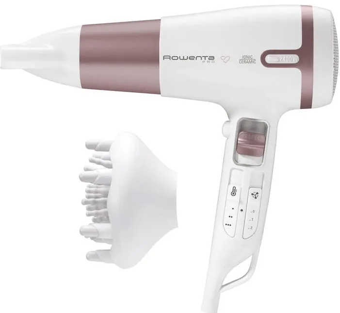 ROWENTA Uscator de par Rowenta Pro Respect Premium Care CV7461F0, 2400 W, difuzor activ, functie ionizare, 3 setari de temperatura, 2 viteze, Cool Shot, Alb