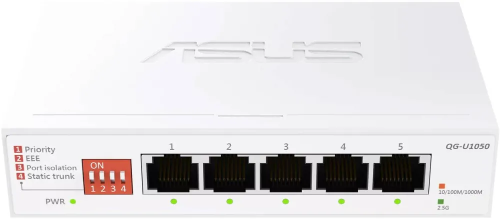 Switch Asus Switch ASUS QG-U1050, 5 porturi x 2.5G, Plug and Play, Easy Setup, Silent Operation