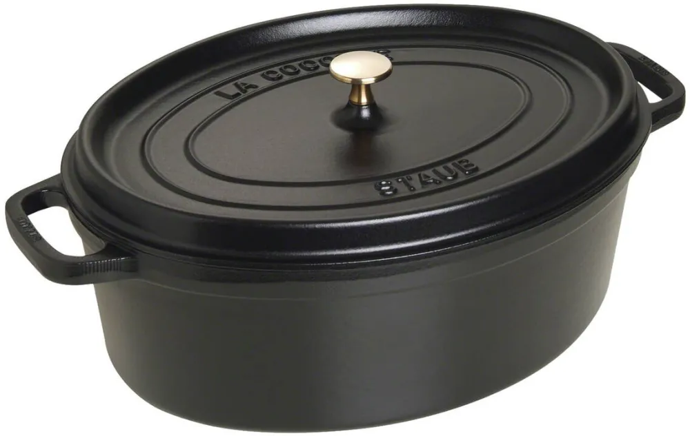 Oala fonta Staub Cocotte ovala 37 cm 8 L negru