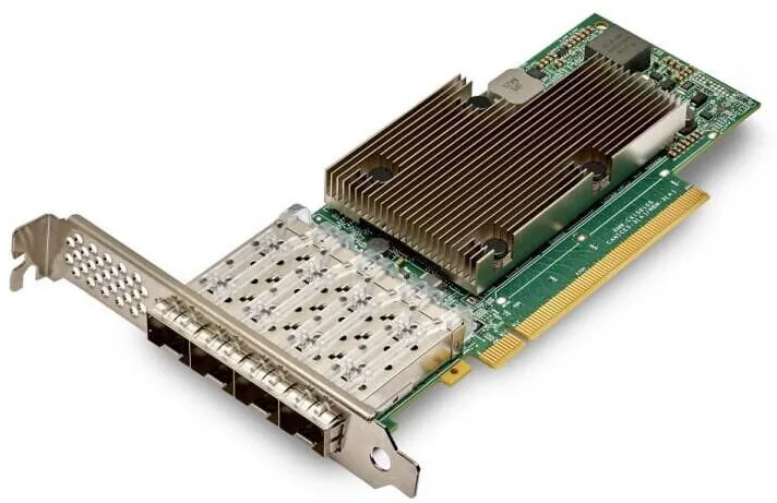 Placa de Retea BROADCOM Controller PCIe NIC, Broadcom, NetXtreme-E Quad-Port 25G, Verde/Argintiu