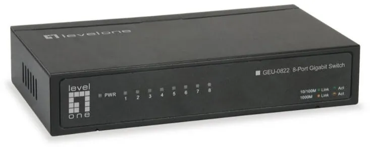 Switch LevelOne Switch GbE GEU-0822, LevelOne, 8 Porturi, MAC 4K, 10/100/1000 Mbps