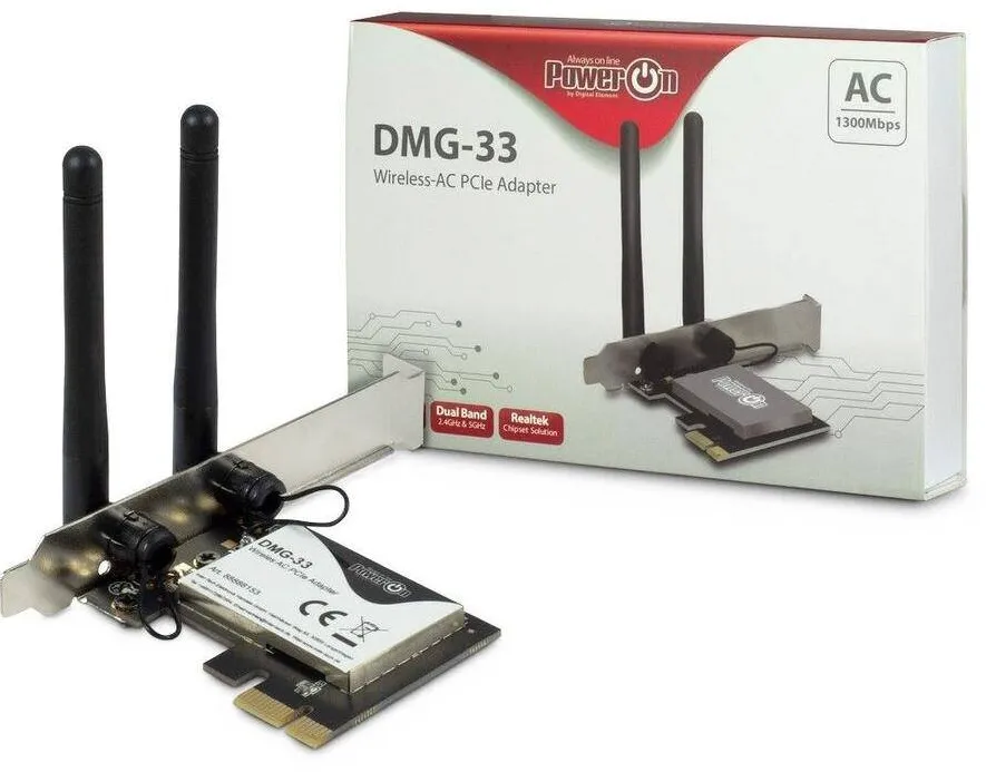 Inter-Tech Wi-Fi 5 PCIe DMG-33 3dBi Antenne 1300Mbps