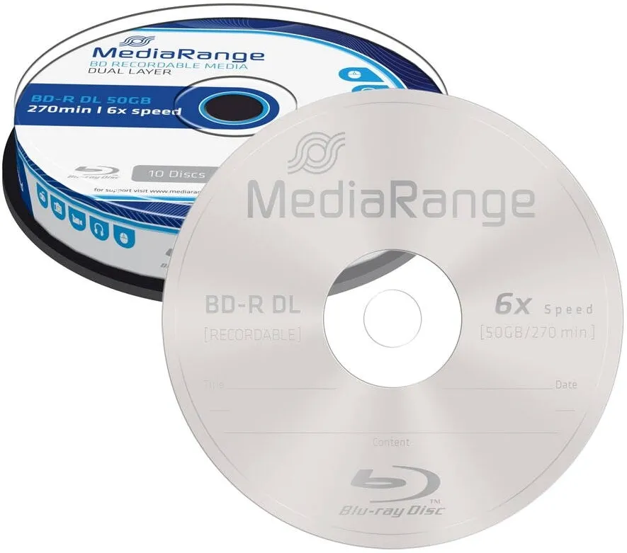 MediaRange Set 10 BD-R MediaRange, Blu-Ray, 50 GB