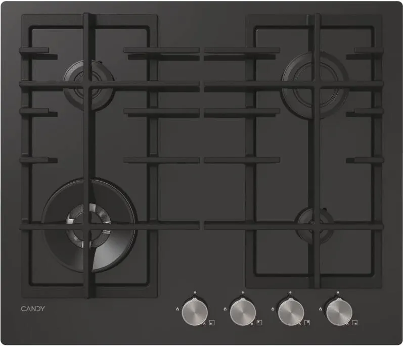Plita CANDY incorporabila CVFG6BF4PX, Gaz, 4 zone de gatit, Aprindere electrica, Sistem de siguranta, 60 cm, Negru