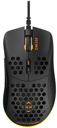 Mouse DELTACO Mouse gaming cu fir DELTACO GAMING DM210, ultra-usor RGB, 6400 DPI, cablu 1.8m, negru
