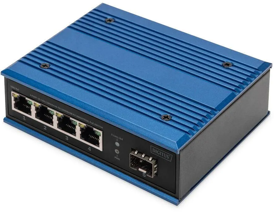Switch Assmann Ind. 4-Port  Gigabit 30W PoE Unmanaged Albastru