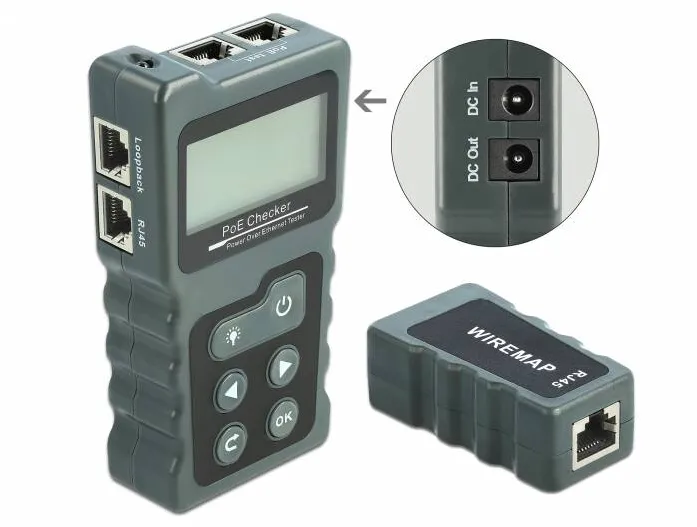 Accesoriu Retea DELOCK LCD cable tester RJ45/PoE/DC