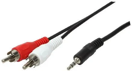 Logilink Audiokabel 1x 3,5mm -> 2x Cinch St/St 5.00m bk