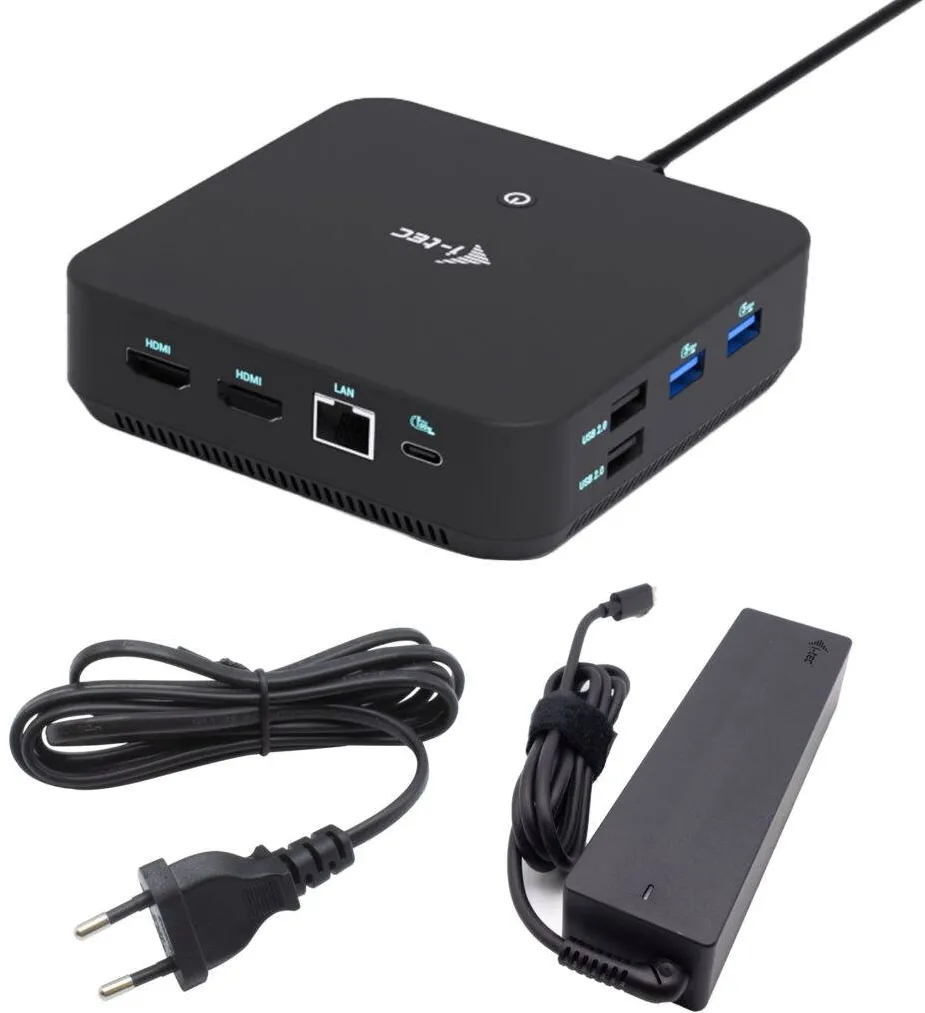 Docking Station I-TEC Statie de andocare I-TEC USB-C DP Dual HDMI cu alimentare 100W si incarcator universal 100W, 290571, 5xUSB-A, 2xUSB-C, 2xHDMI, 1xDisplayport, RJ45, 3.5mm jack
