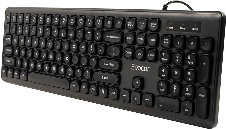 Tastatura Spacer TASTATURA SPACER, USB, 104 taste, silentioase, low profile