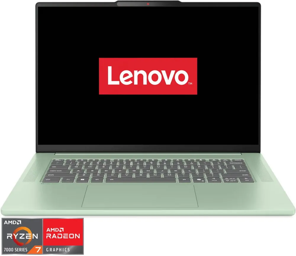Laptop Lenovo Laptop Lenovo IdeaPad Slim 5 15ARP10 cu procesor AMD Ryzen™ 7 7735HS pana la 4.75GHz, 15.1" WQXGA, OLED, 16GB LPDDR5x, 1TB SSD, AMD Radeon™ 680M Graphics, No OS, Seafoam Green