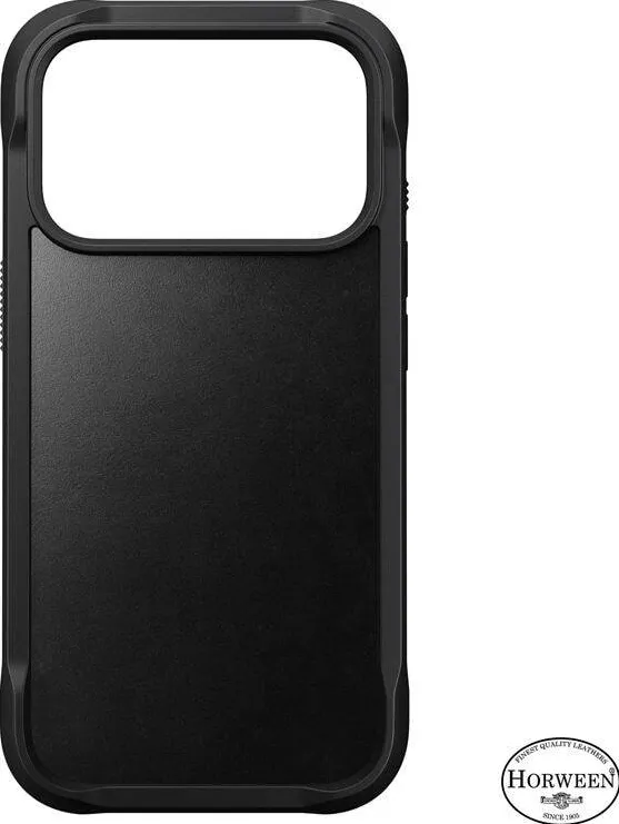 Nomad Husa din piele naturala Nomad Rugged Leather Horween compatibila cu iPhone 17 Pro, Negru