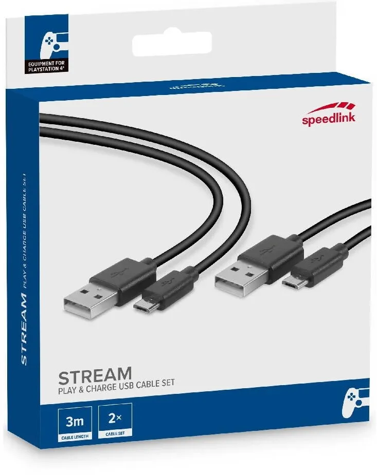 Accesoriu gaming SpeedLink Cablu USB, Speedlink Stream Play & Charge Set, Negru