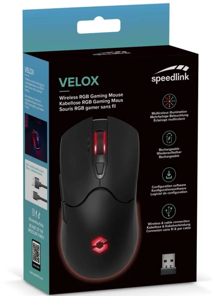 Mouse SpeedLink Mouse, Speedlink, Fara Fir, Velox, Rechargeable Rgb, Negru