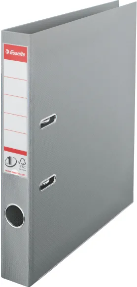 Esselte Biblioraft A4, plastifiat PP/PP, margine metalica, 50 mm, Esselte No. 1 Power - gri