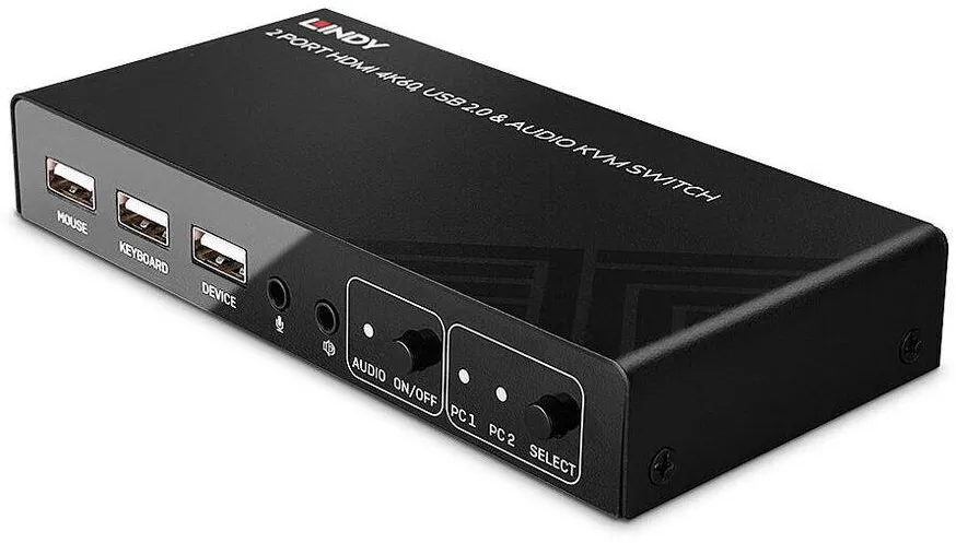 Lindy 2 Port HDMI 4K60, USB 2.0 & Audio