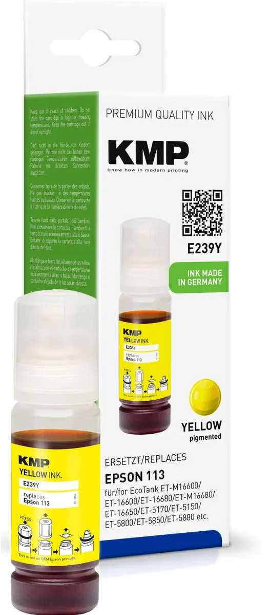 Cartus Imprimanta KMP Cartus cerneala, KMP, Epson 113, 6000 pagini, Galben, 70 ml