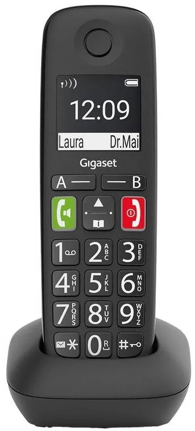 Telefon Fix Gigaset Telefon fara fir E290HX, Gigaset, DECT / GAP, Ecran 34 x 37 mm, Negru