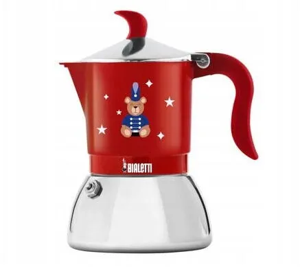 BIALETTI Cafetiera Moka Fiammetta Induction Bialetti, Editie Joyful Christmas, 2 cesti, rosu, aluminiu