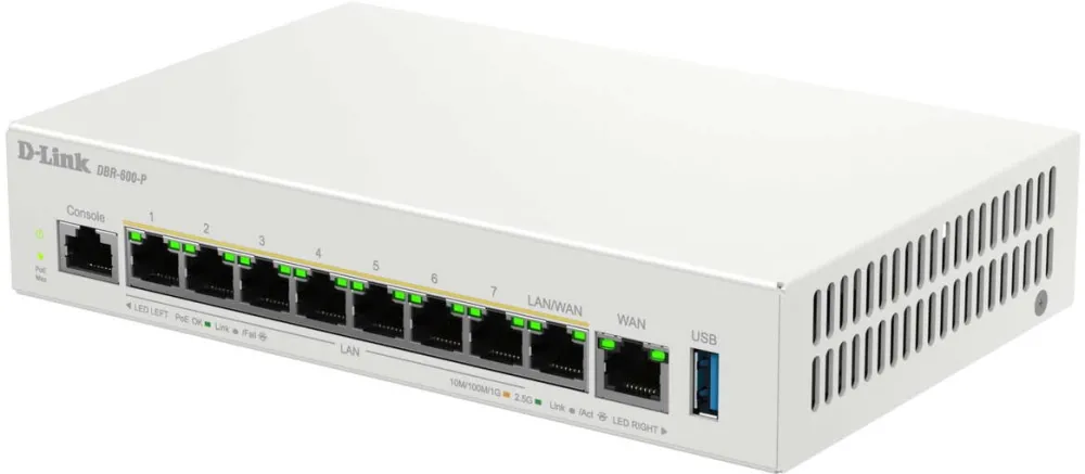 Router Wireless D-Link Router D-Link DBR-600-P Dual WAN 2.5G cu 8 porturi PoE+, management AP, 13.46x8.9x3.9cm