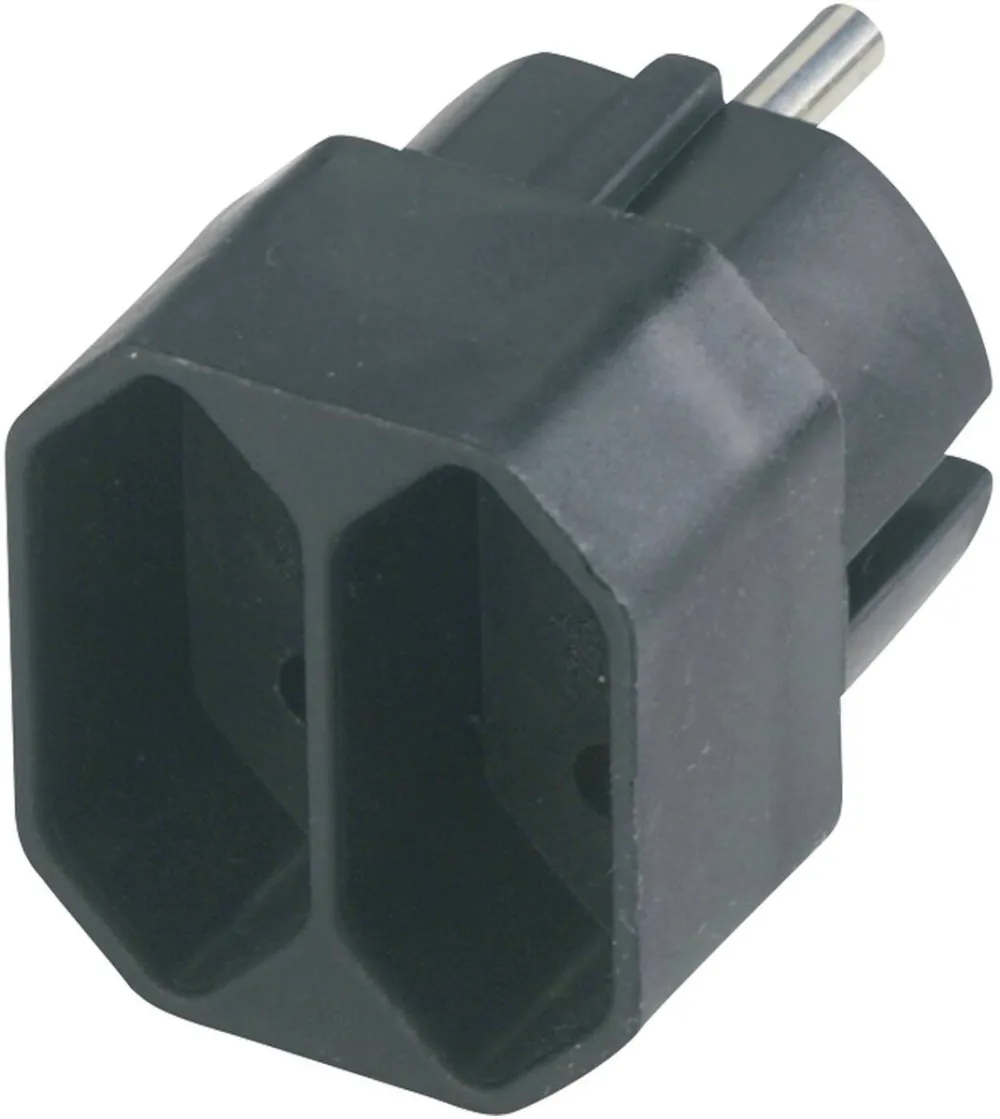 REV Priza / Prelungitor transition plug 2-fold black Eurosteckdosen