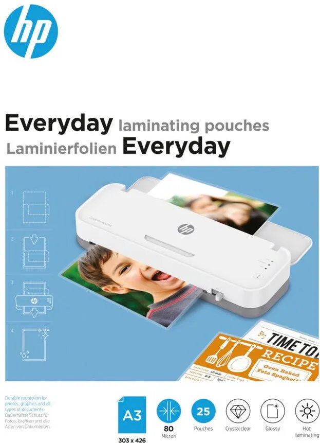 HP Everyday Laminating Pouches A 3, 80 Micron, 25 pcs.