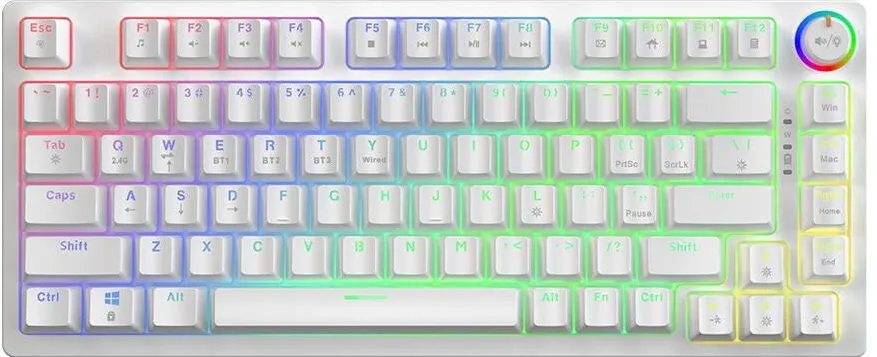 Tastatura SAVIO Tastatura mecanica Savio, model Phenix, 82 taste, iluminare RGB, alb, 325x135x35.5mm