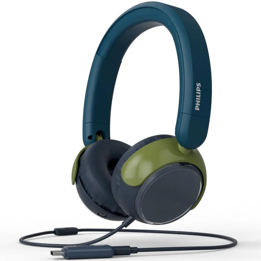 Casti Over-Head Philips Casti On-Ear pentru copii PHILIPS TAK2000CT/00, Cu fir USB-C, Chrystal Teal