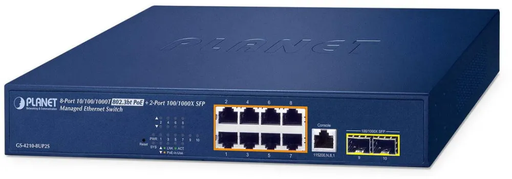 Switch Planet NET SWITCH 8PORT 1000M SFP/GS-4210-8UP2S PLANET