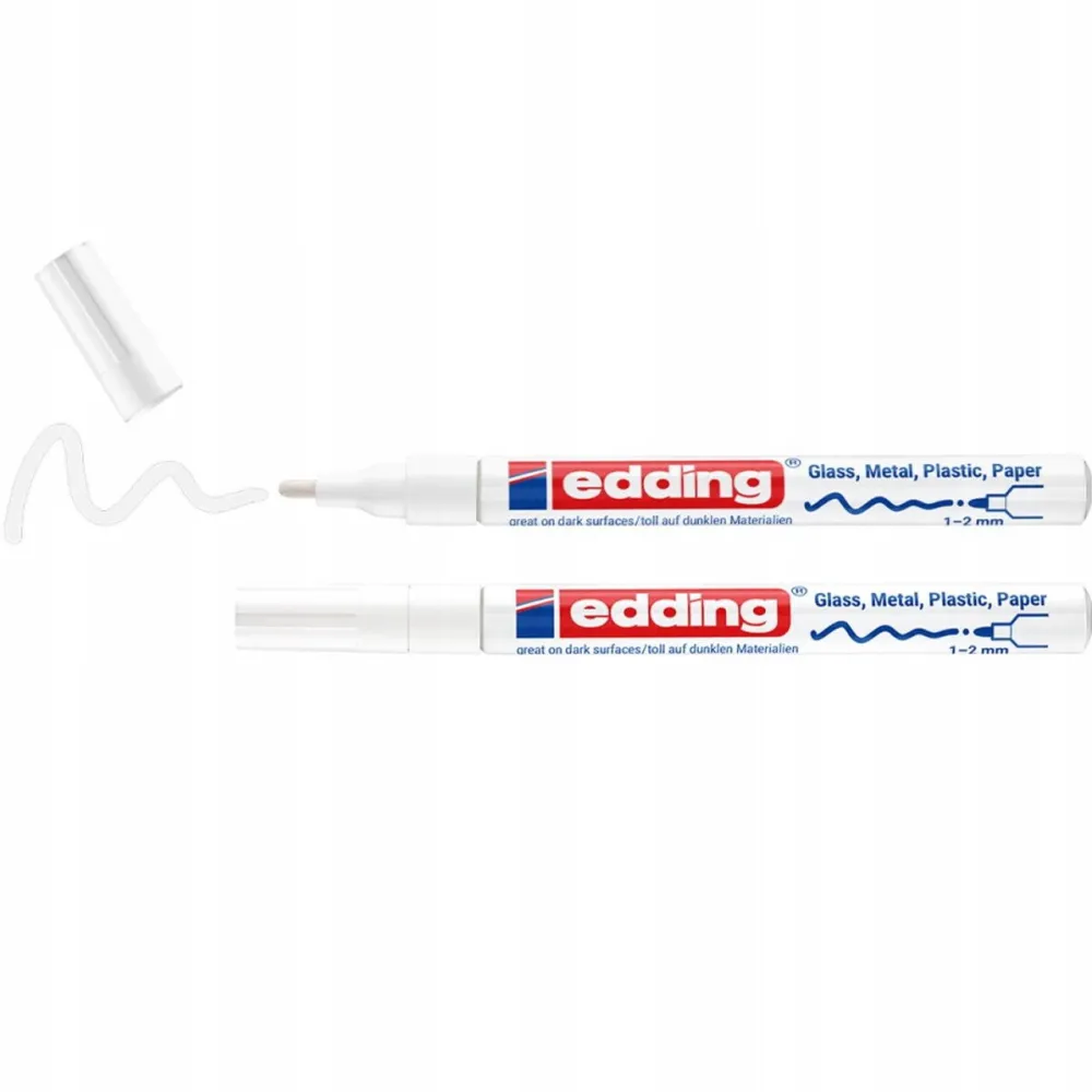 Edding Set marker ulei Edding 751, alb, varf rotund 1-2mm, 2 bucati