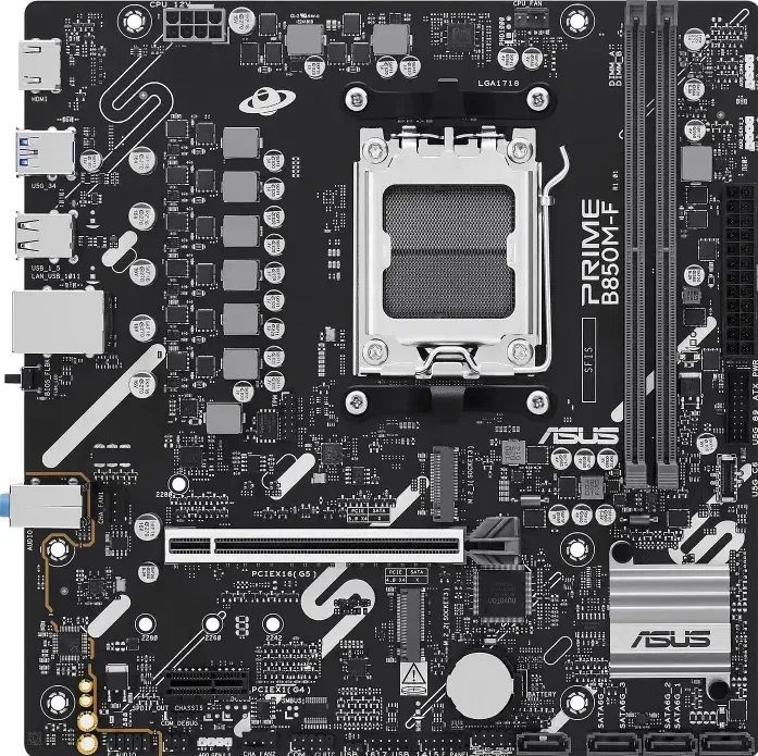 Placa de Baza Asus PRIME B850M-F, AM5, DDR5, mATX, Negru, 90MB1N90-M0EAY0