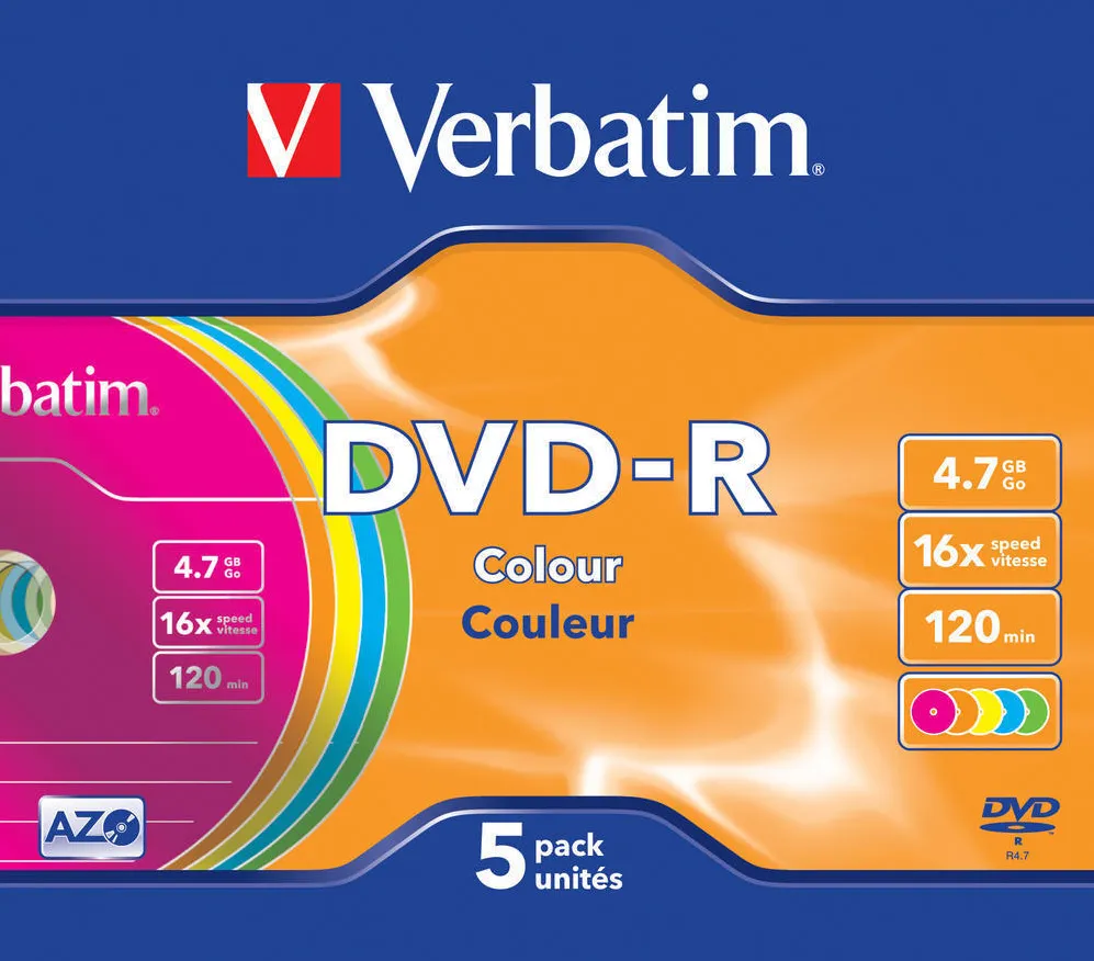 VERBATIM DVD-R AZO 4.7GB 16X colour surface